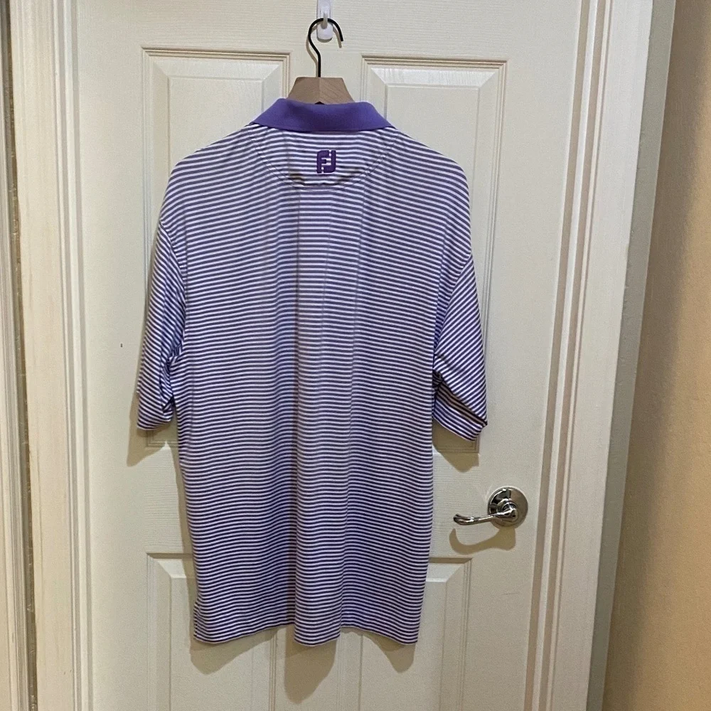 FootJoy Polo Golf Shirt- Men’s Size Large -Purple Stripes - Picture 2 of 10